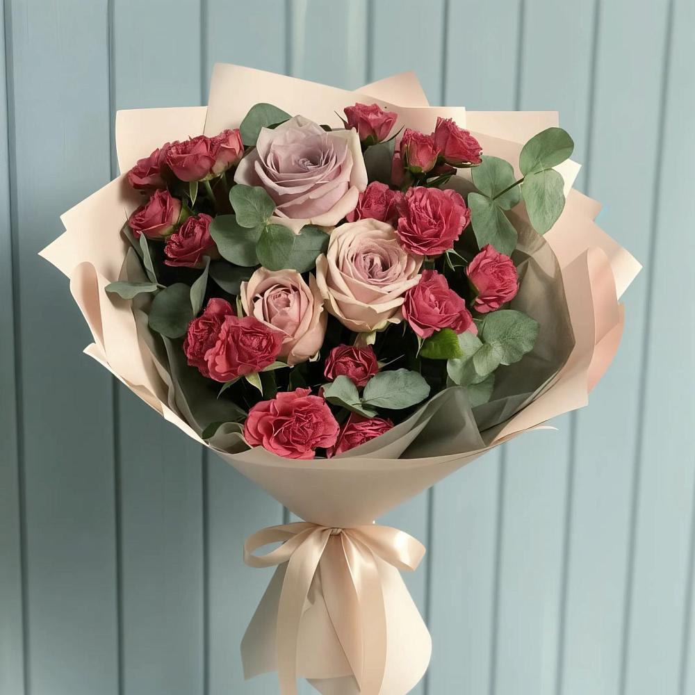 Букет цветов из: Гвоздики и Розы в Саргатском