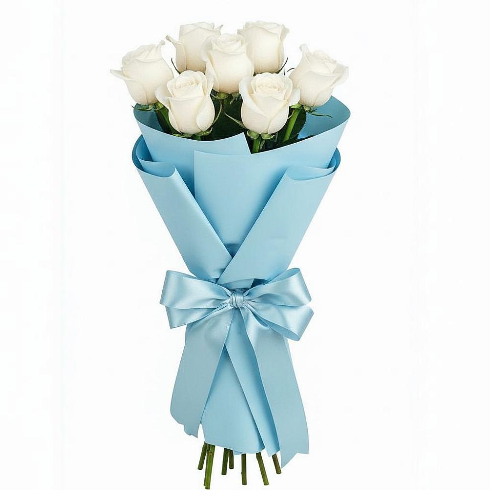 Букет 7 белых роз Проуд в Саргатском