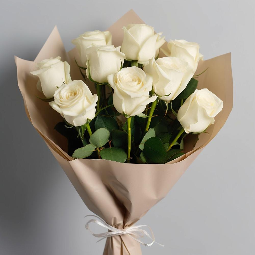 Букет 9 Белых роз Эдлесс Лав в Саргатском