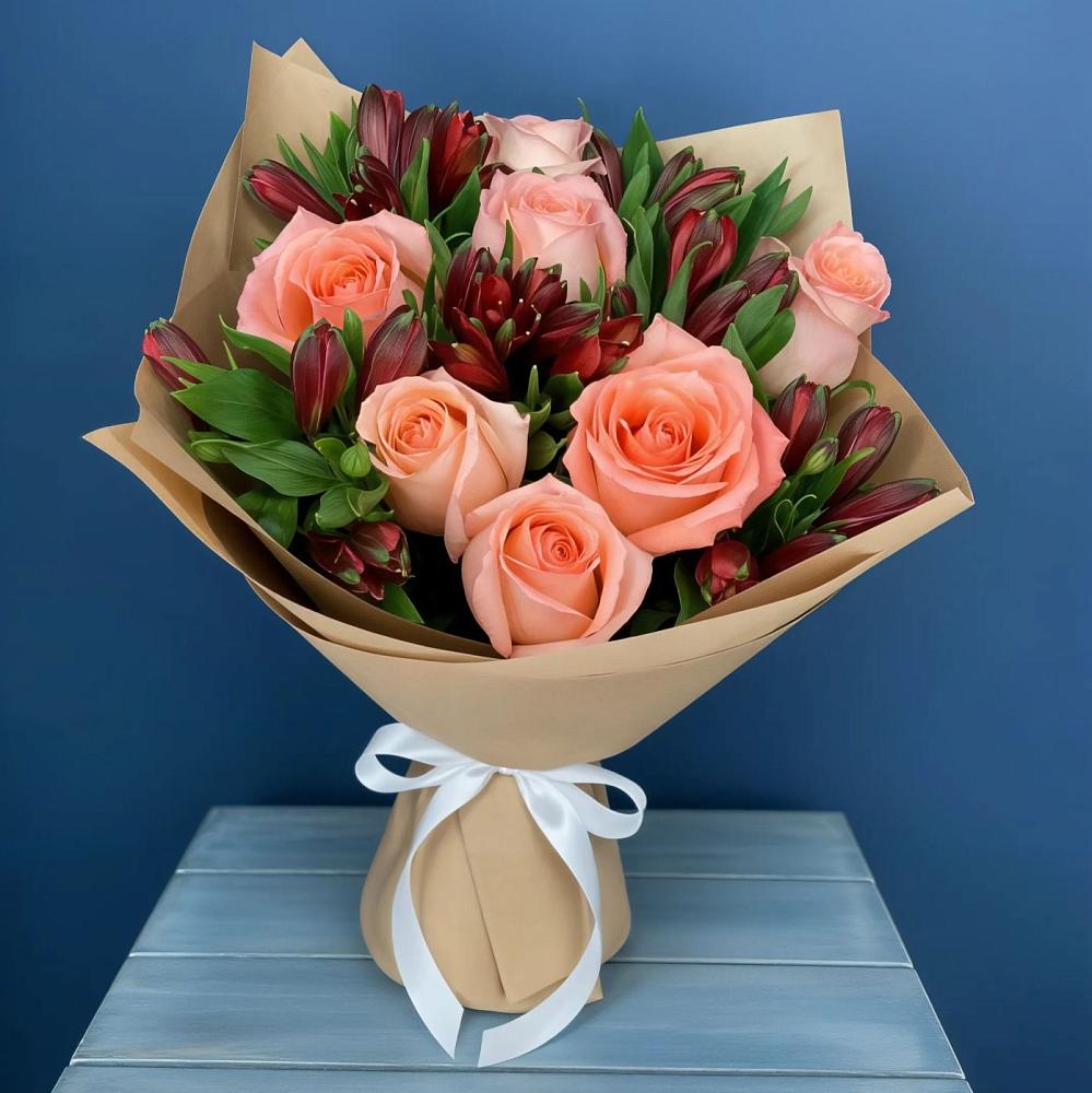 Букет цветов из: Розы и Альстромерии в Саргатском