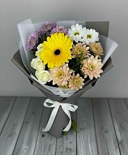 Букет цветов из:  Розы, Герберы и Хризантемы в Саргатском