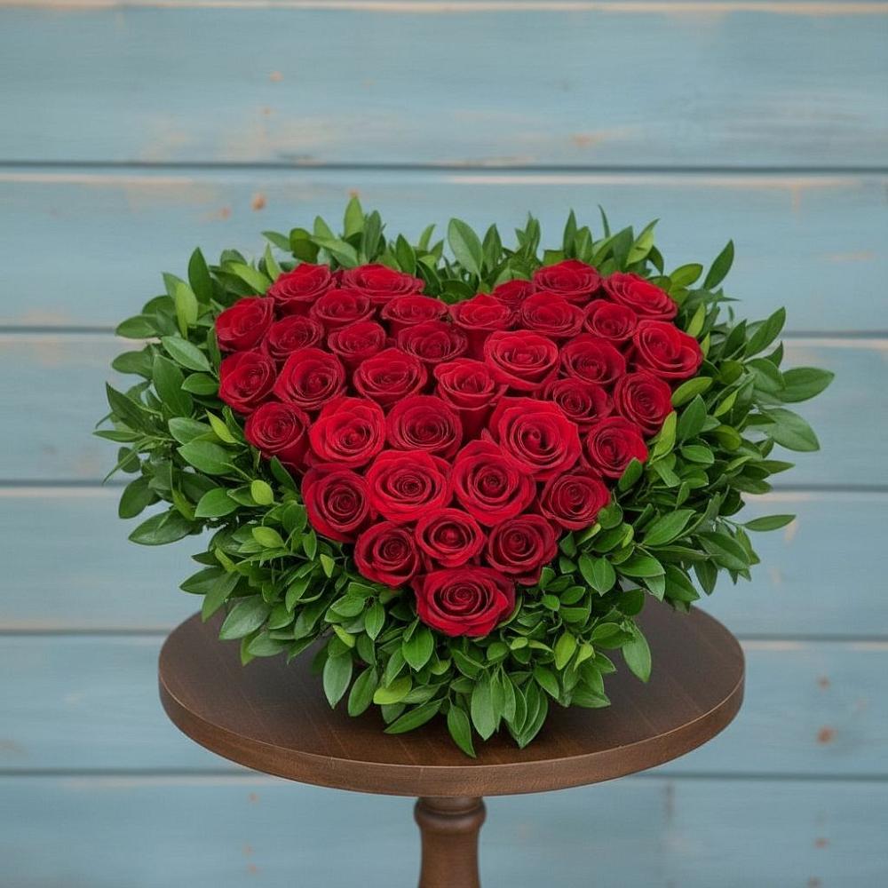 Цветочная композиция из Розы в виде сердца в Саргатском