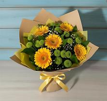 Букет цветов из:  Герберы и Хризантемы в Саргатском